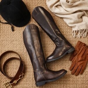 Hispar Horse Riding Dressage Chocolate brown Patrol Tall leather Boots NWOT sz 9